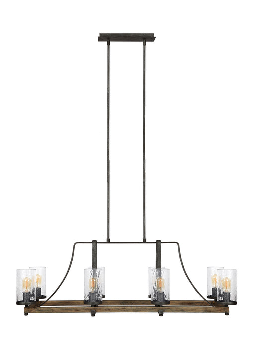 Eight Light Island Chandelier from the ANGELO collection in Distressed Weathered Oak / Slate Grey Metal finish