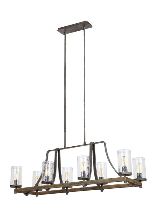 Generation Lighting - F3136/8DWK/SGM - Eight Light Island Chandelier - ANGELO - Distressed Weathered Oak / Slate Grey Metal