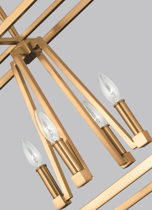 Eight Light Linear Chandelier from the Conant collection in Gilded Satin Brass finish