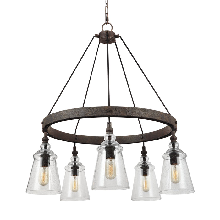 Five Light Chandelier from the LORAS collection in Dark Weathered Iron finish