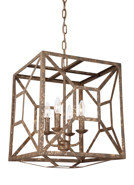 Four Light Chandelier from the Marquelle collection in Distressed Goldleaf finish