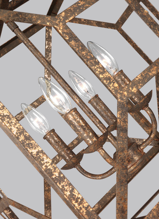 Four Light Chandelier from the Marquelle collection in Distressed Goldleaf finish