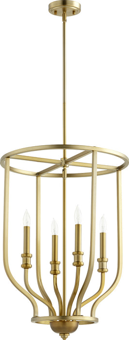 Quorum - 6711-4-80 - Four Light Entry Pendant - Richmond - Aged Brass