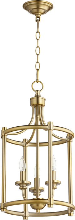 Quorum - 6822-3-80 - Three Light Entry Pendant - Rossington - Aged Brass