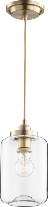 One Light Pendant in Aged Brass finish