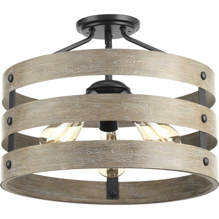 Three Light Semi-Flush Convertible from the Gulliver collection in Graphite finish
