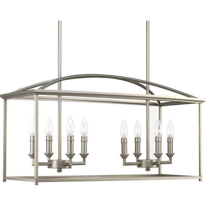 Eight Light Chandelier from the Piedmont collection in Burnished Silver finish