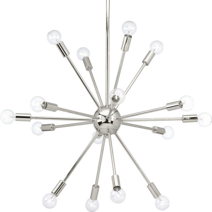 16 Light Chandelier from the Ion collection in Polished Nickel finish