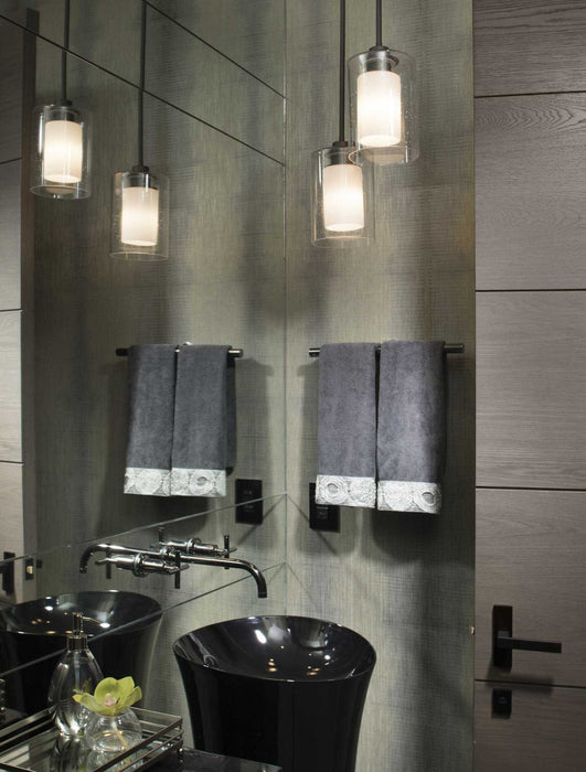 One Light Mini Pendant from the Double Glass collection in Polished Chrome finish