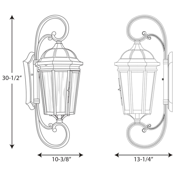 Three Light Large Wall Lantern from the Verdae collection in Antique Bronze finish