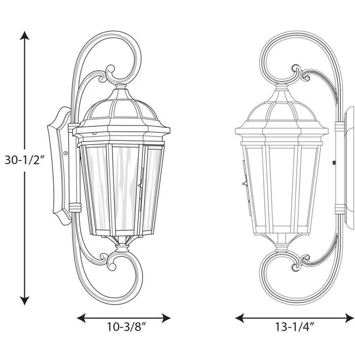 Three Light Large Wall Lantern from the Verdae collection in Black finish