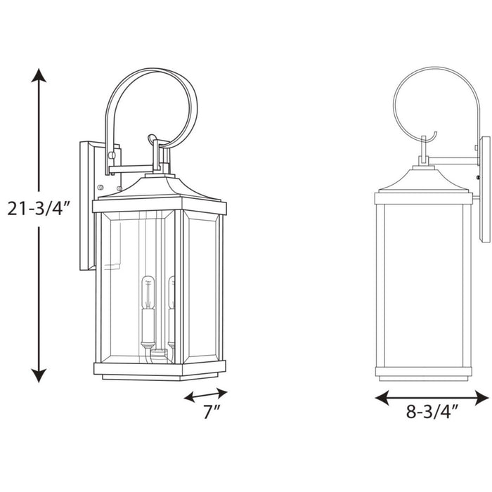 Two Light Wall Lantern from the Gibbes Street collection in Antique Bronze finish