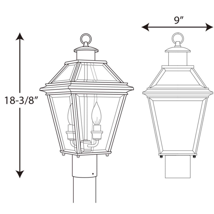 Two Light Post Lantern from the Burlington collection in Antique Bronze finish