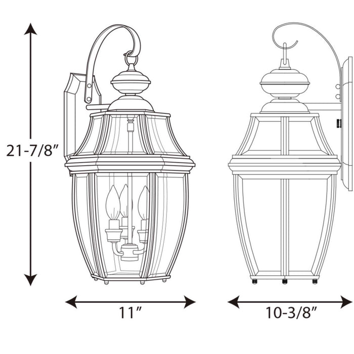 Three Light Wall Lantern from the New Haven collection in Black finish