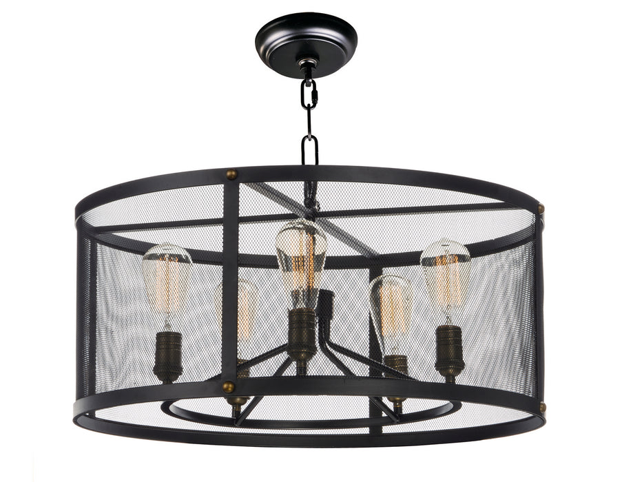 Maxim - 20115BKNAB/BUI - Five Light Chandelier - Palladium - Black / Natural Aged Brass