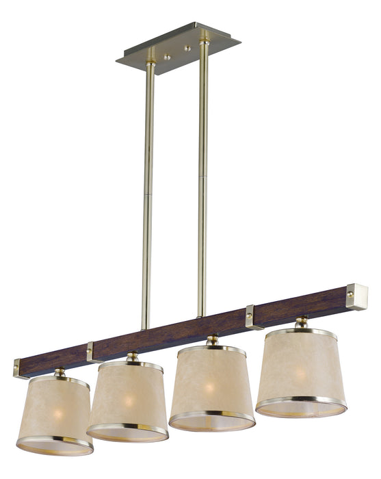 Four Light Chandelier from the Maritime collection in Antique Pecan / Satin Brass finish