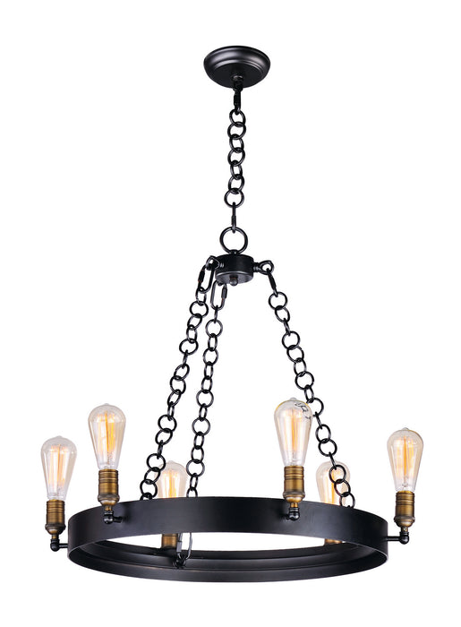 Maxim - 26273BKNAB/BUI - Six Light Chandelier - Noble - Black / Natural Aged Brass