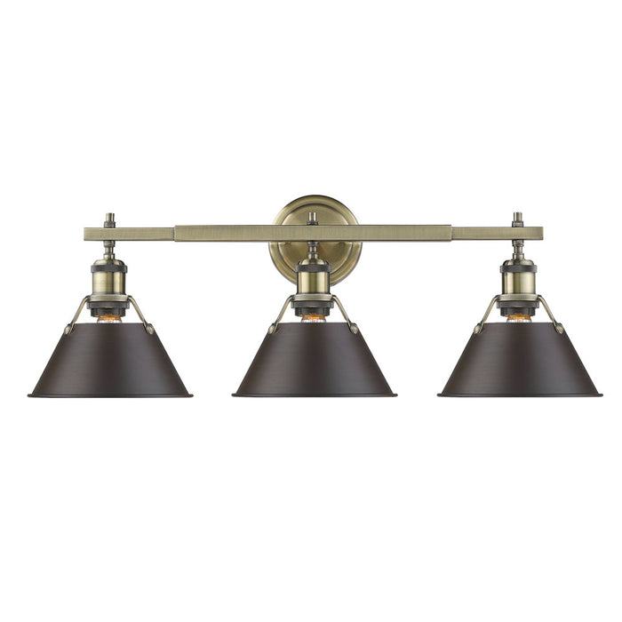 Golden - 3306-BA3 AB-RBZ - Three Light Bath Vanity - Orwell - Aged Brass