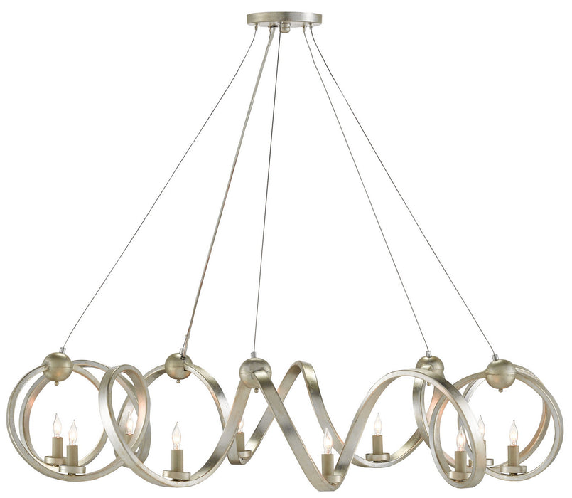 Currey and Company - 9000-0059 - Ten Light Chandelier - Ringmaster - Contemporary Silver Leaf