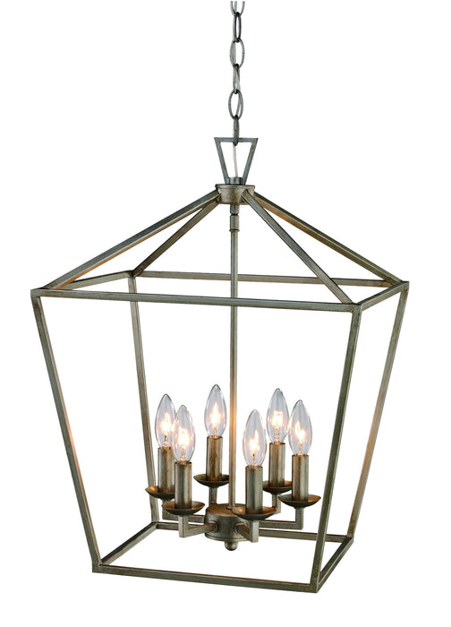 Trans Globe Imports - 10266 ASL - Six Light Pendant - Lacey - Antique Silver Leaf