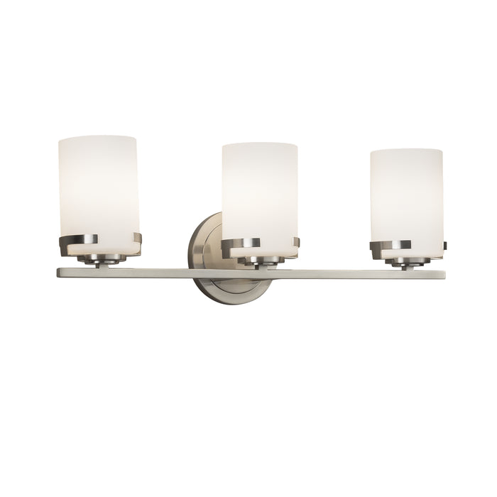 Justice Designs - FSN-8453-10-OPAL-NCKL - Three Light Bath Bar - Fusion - Brushed Nickel