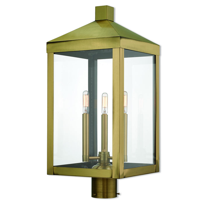 Livex Lighting - 20586-01 - Three Light Post-Top Lanterm - Nyack - Antique Brass