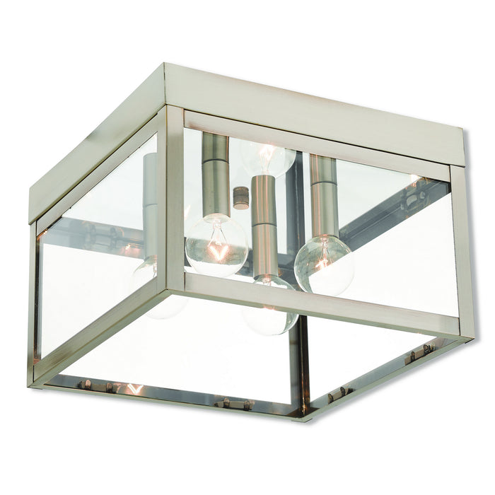 Livex Lighting - 20589-91 - Four Light Outdoor Ceiling Mount - Nyack - Brushed Nickel