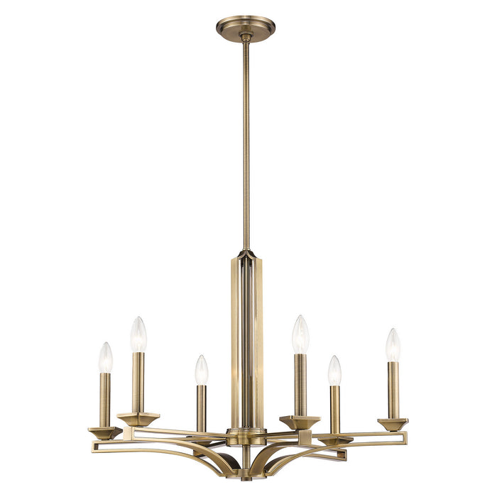 Six Light Chandelier from the Trumbull collection in Antique Brass finish