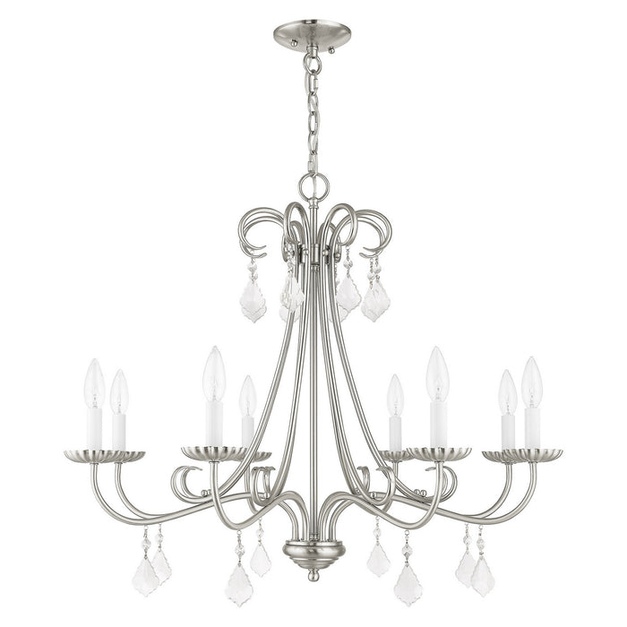 Eight Light Chandelier from the Daphne collection in Brushed Nickel finish