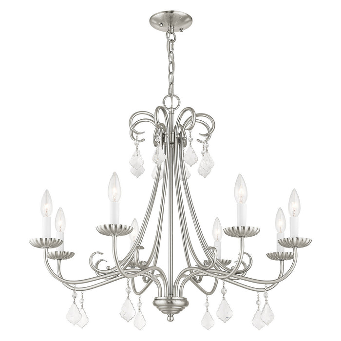 Eight Light Chandelier from the Daphne collection in Brushed Nickel finish