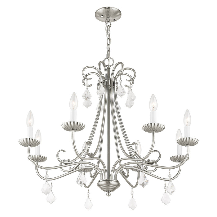 Eight Light Chandelier from the Daphne collection in Brushed Nickel finish