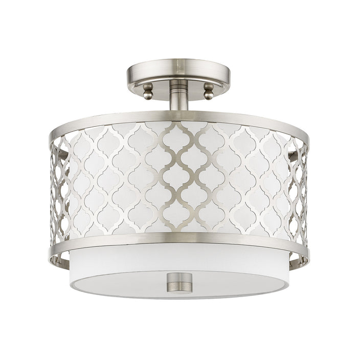 Two Light Ceiling Mount from the Arabesque collection in Brushed Nickel finish