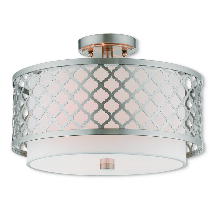 Livex Lighting - 41108-91 - Three Light Ceiling Mount - Arabesque - Brushed Nickel