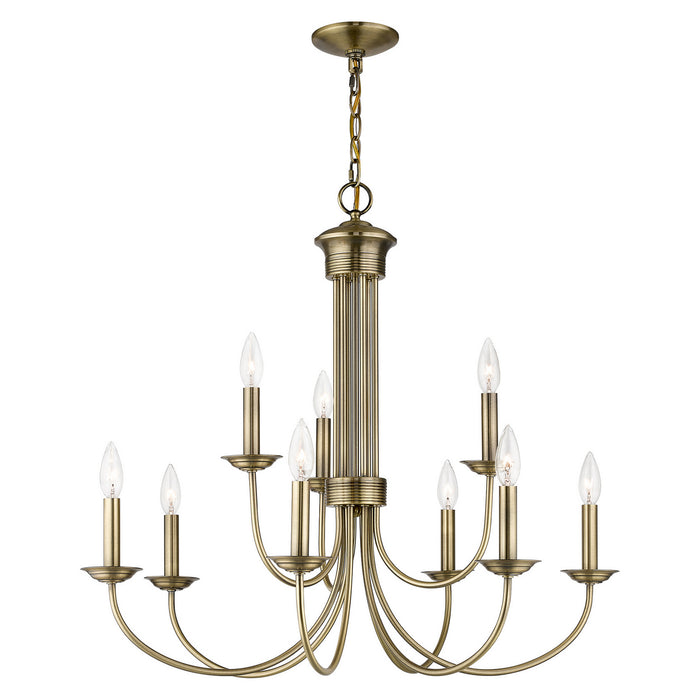 Livex Lighting - 42687-01 - Nine Light Chandelier - Estate - Antique Brass