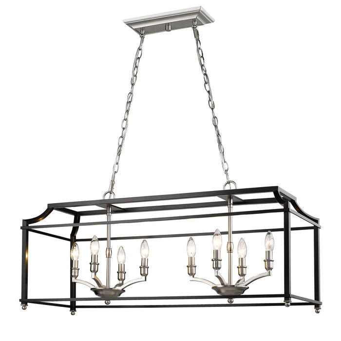 Eight Light Linear Pendant from the Leighton collection in Pewter finish