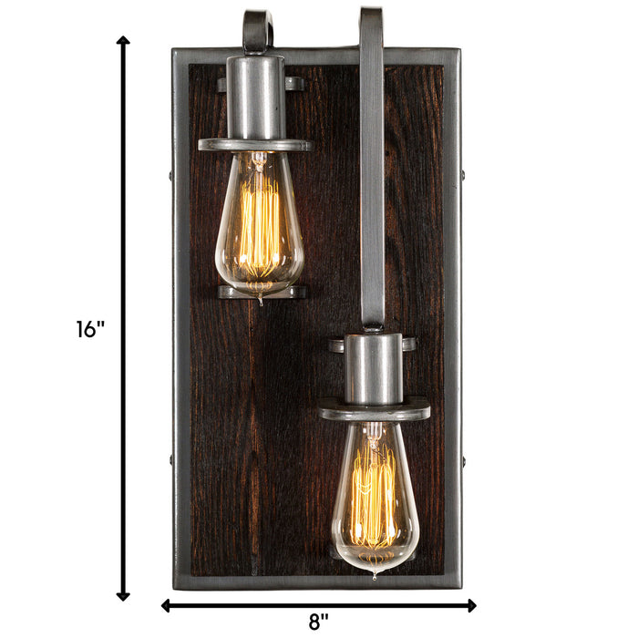 Two Light Wall Sconce from the Lofty collection in Steel finish