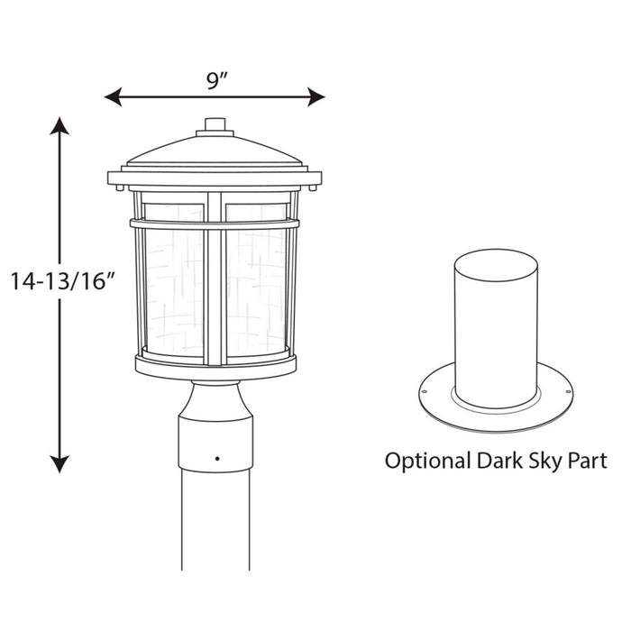 One Light Post Lantern from the Wish collection in Black finish