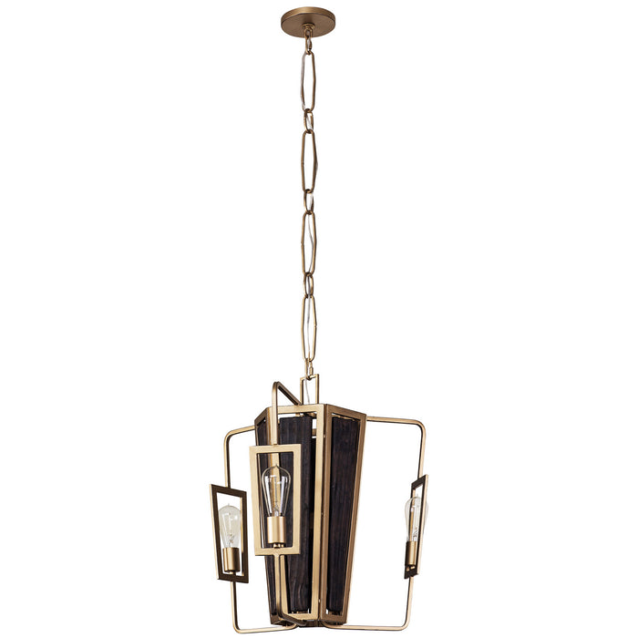 Three Light Chandelier from the Madeira collection in Rustic Gold finish