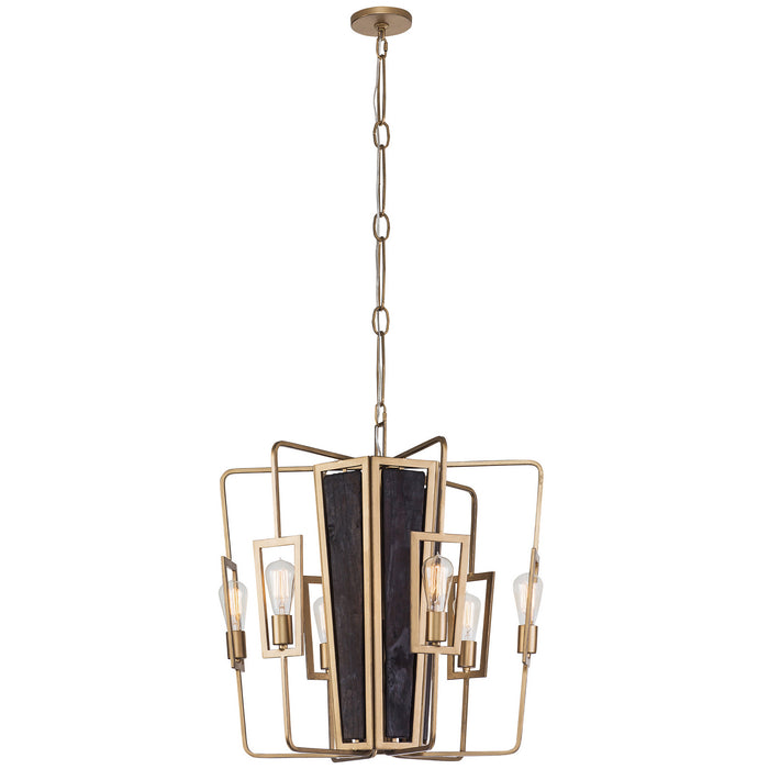 Six Light Chandelier from the Madeira collection in Rustic Gold finish