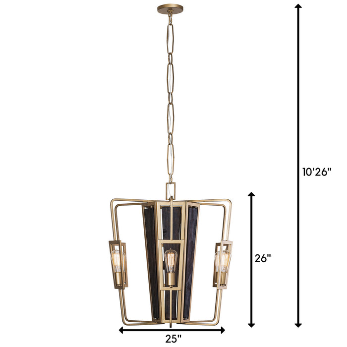 Six Light Chandelier from the Madeira collection in Rustic Gold finish