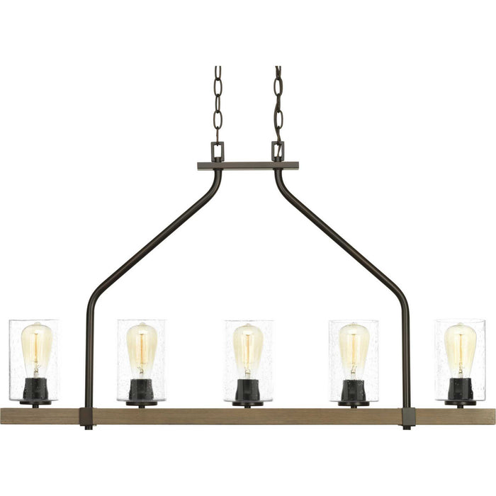 Five Light Linear Chandelier from the Barnes Mill collection in Antique Bronze finish