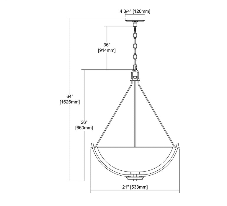 Three Light Chandelier from the Casual Mission collection in Brushed Nickel finish