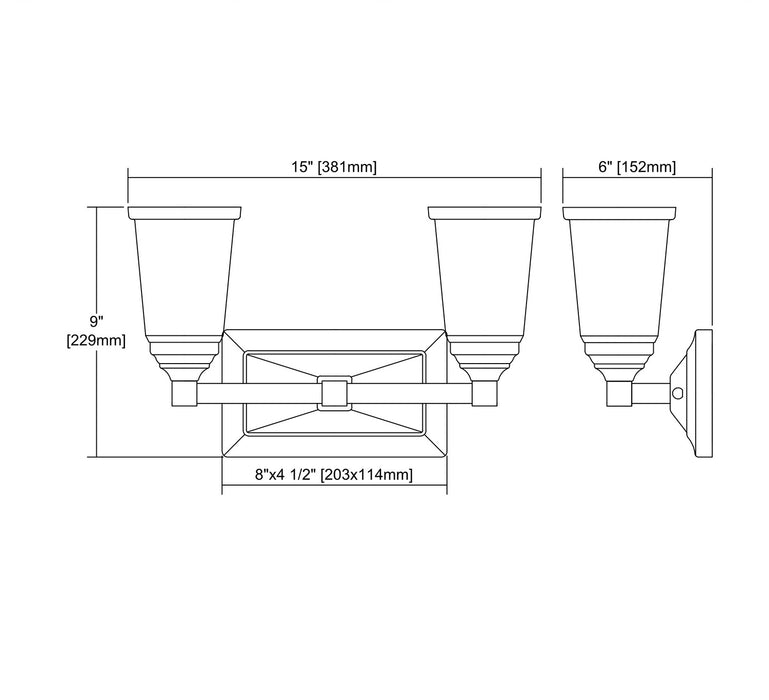 Two Light Bath Bar from the Sinclair collection in Brushed Nickel finish