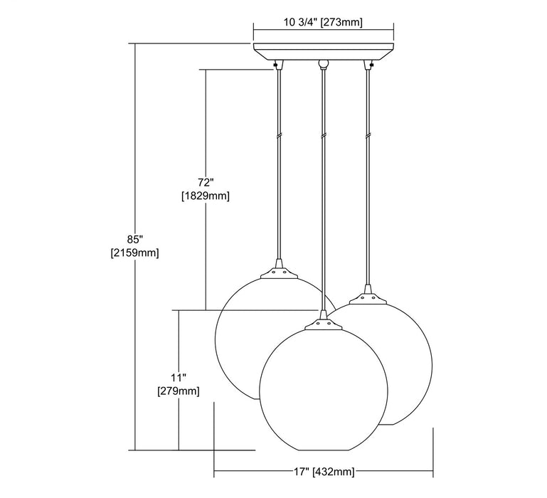 Three Light Pendant from the Watersphere collection in Polished Chrome finish