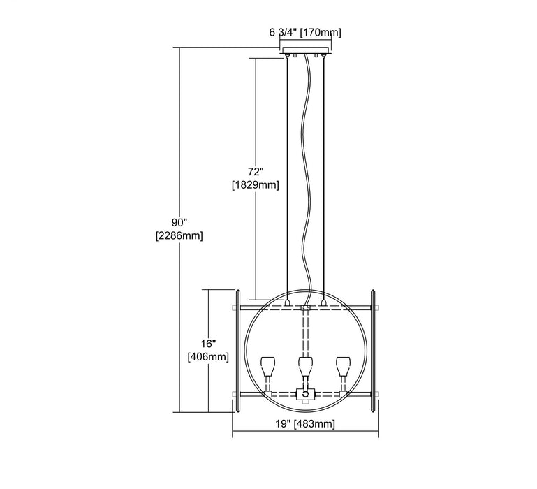 Four Light Chandelier from the Disco collection in Polished Nickel finish