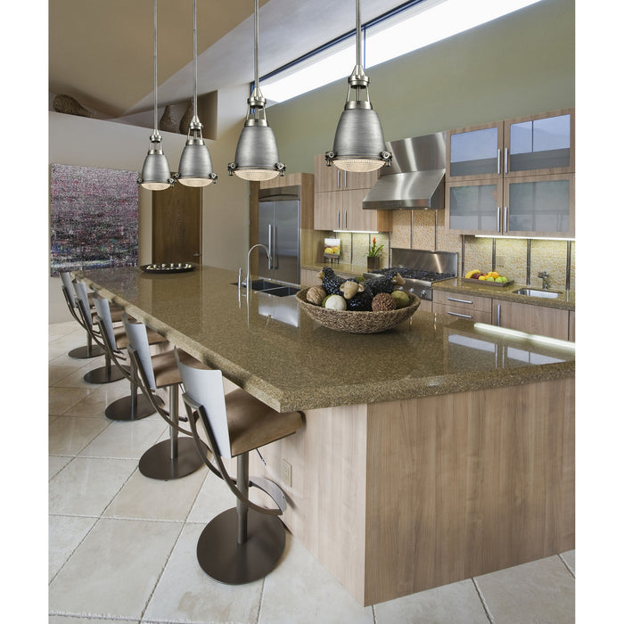 One Light Mini Pendant from the Sylvester collection in Satin Nickel, Weathered Zinc, Weathered Zinc finish