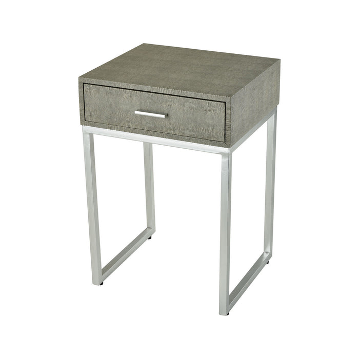 ELK Home - 3169-068 - Side Table - Les Revoires - Grey Faux Shagreen, Silver, Silver