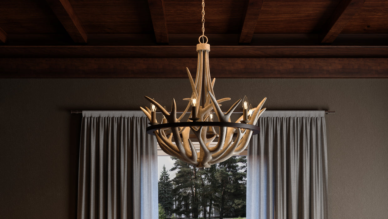 Six Light Chandelier from the Journey collection in Earth Black finish