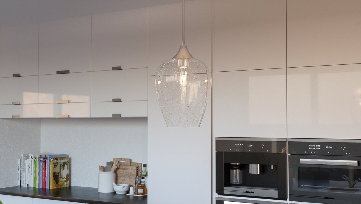 One Light Mini Pendant from the Towne collection in Brushed Nickel finish