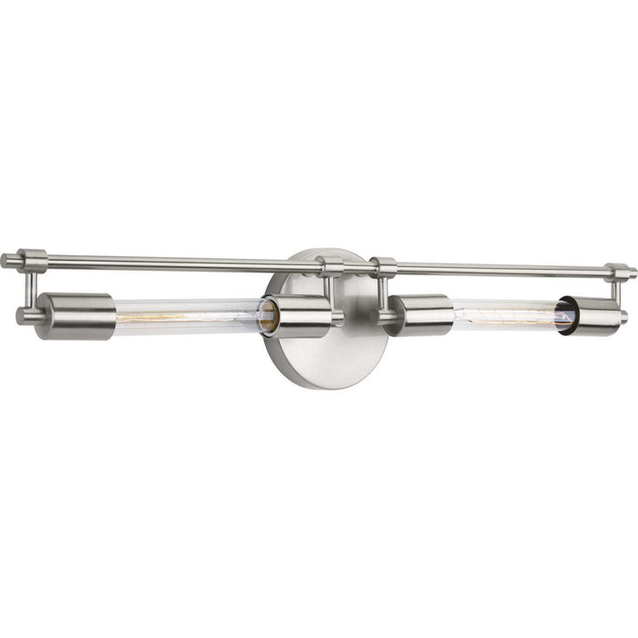 Two Light Bath from the Circuit collection in Brushed Nickel finish